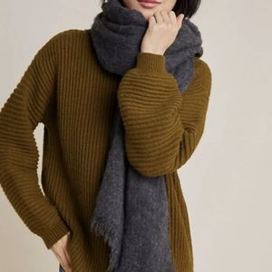 Anthropologie Carraway Boucle Fringed Gray Scarf